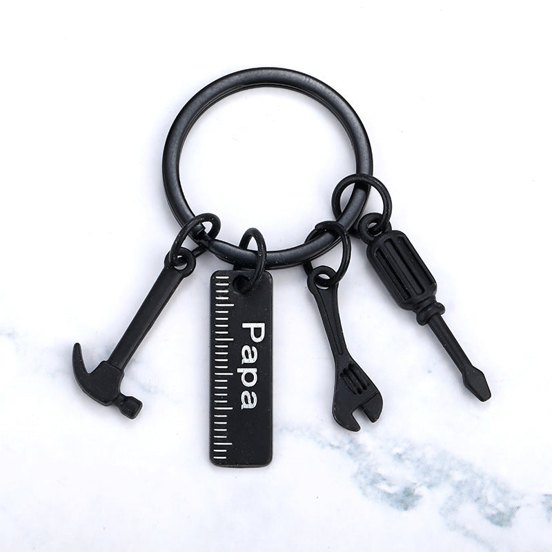 Dad Tool Metal Keychain with Hammer Screwdriver Wrench Gift Charm