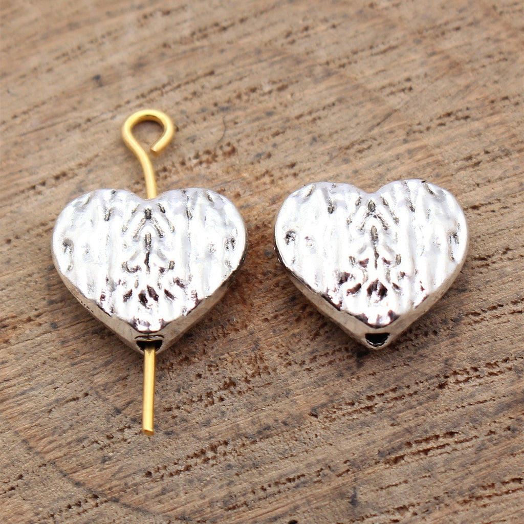 12x11mm 1.7g Multicolor Zinc Alloy Textured Heart Loose Metal Beads for Bracelet Necklace DIY Jewelry