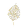 Baguette Crystal Leaf Brooch in 2 Color Styles Metal Pin view 2