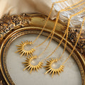 Gold Sunburst Crescent Pendant Necklace Cable Chain view 2