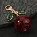 Frosted Glitter Cherry Charm Pendant Gold Tone Leaf Three Colors view 4