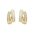 Gold Tone Layered Geometric Crystal Huggie Hoop Earrings view 5