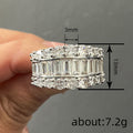 Baguette And Round Clear Stone Triple-Row Extra-Wide Ring In Silver Tone view 4