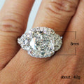 Oval Three Stone Halo Ring with Silver Tone Pavé Band view 5