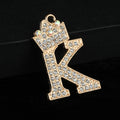 Crystal Crown Initial Letter Charm Pendant Gold Tone A To Z view 3