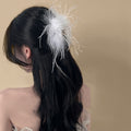 Feather Hair Claw In Black Or White With Rounded Clip Body view 5