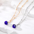 Gold and Silver Tone Blue Evil Eye Bead Pendant Necklaces view 1