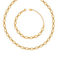 Oval Link Chain Necklace And Bracelet Gold Or Steel view 5