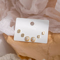 Gold Pearl Mother of Pearl Crystal Three Pair Stud Set view 1
