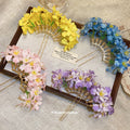 Fabric Blossom Gold U-Prong Hair Sticks Yellow Purple Pink view 2