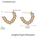 Twisted Bead Open C Hoop Earrings Gold Two-Tone Steel view 6
