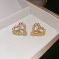 Open Heart Crystal Stud Earrings in Two Colors With Silver-Tone And Gold-Tone Finishes view 7