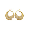Gold Tone Mesh Hoop Earrings with Layered Openwork Design view 5