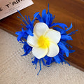 Plumeria Fabric Flower Duckbill Hair Clips Seven Colors view 8