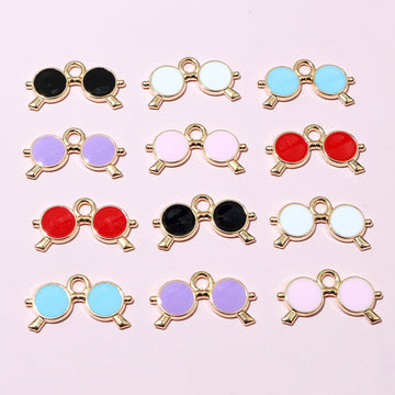 Round Sunglasses Enamel Alloy Charms in Seven Colors