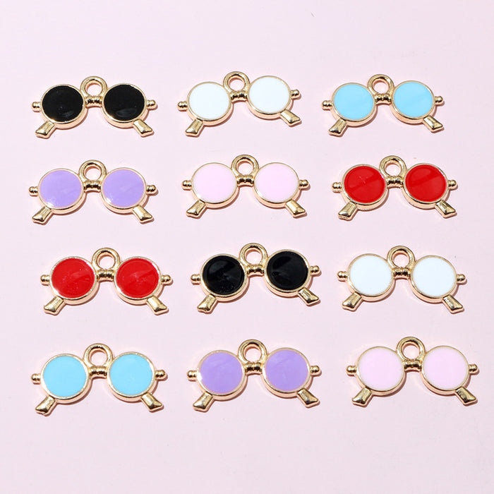 Round Sunglasses Enamel Alloy Charms in Seven Colors