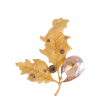 Maple Leaf Crystal Metal Brooch Pin for Jackets and Lapels