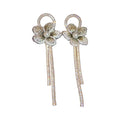 Crystal Flower and Chain Tassel Drop Earrings for Women view 5