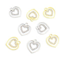 Crystal-Accented Gold Silver Heart Alloy Craft Charms in 2 Styles view 2
