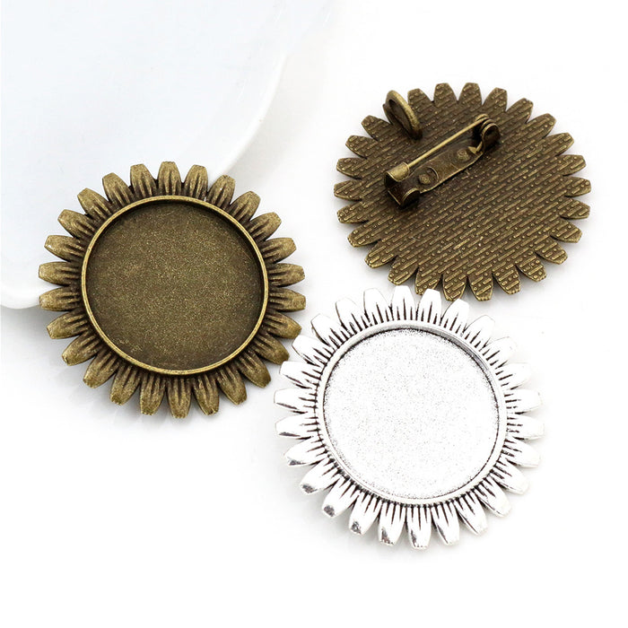 Sunflower Brooch Brooch Bezel Blank for Cabochon Craft