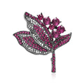 Crystal Leaf Cluster Brooch with Layered Openwork Foliage view 2