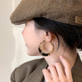 Patterned Fabric and Faux Leather Hoop Earrings in 36 Styles view 4
