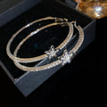 Crystal Star Double Hoop Earrings in Gold and Silver Tones view 7