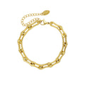 Open Link Chain Bracelet Gold Steel Tone Metal Alloy view 5