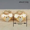 Two Tone Floral Cutout Diamond Hoop Earrings Polished Statement Fashion Jewelry view 4