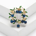 Colorful Berry Wreath Brooch With Faceted Crystals And Polished Metal Details view 8