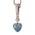 Striped Band Crystal Heart Keychains with Straps and Plain Options view 5