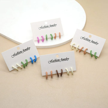 Pastel C Shape Mini Hoop Earring Three Pair Sets in Four Colorways