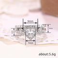 Silver Tone Heart Crystal Leaf Two Piece Ring Set view 4