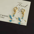 White Flying Dove Lobster-Clasp Charm with Blue Wings view 5