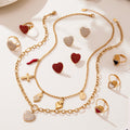 Pave Heart Necklace Earrings Rings And Crown Heart Open Rings view 1