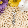 Silver Tone Crowned Rabbit Lobster Clasp Charm and Attached Hardware view 3
