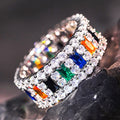 Silver Multicolor Baguette Geometric Band Ring Sizes 6-10 view 3