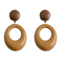 Mocha Ball Stud Earrings Caramel Glossy Open Oval Drops view 5
