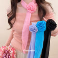 Chiffon Rose Flower Scarf Neckerchief Two-Piece Sets view 1