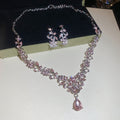 Floral Crystal Necklace and Stud Earring Jewelry Set view 6