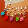Jelly Strawberry Keychains in Pink Red Blue Violet Green and Assorted Colors view 1