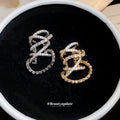 Crisscross Crystal Ear Clips in Silver and Gold Tones view 2