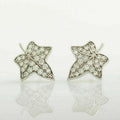 Silver Maple Leaf Stud Earrings Pavé Clear CZ Stones view 4