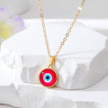 Gold Tone Small Round Evil Eye Pendant Necklaces in Seven Colors view 10