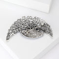 Crescent Moon Brooch in Metal with Crystal Crescent with Colored Enamel Inner Curve view 4