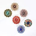 Large Oval Faceted Glass Crystal Brooch in Six Colorways view 1