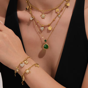 Mixed Charm and Color Glass Necklace Bracelet Collection