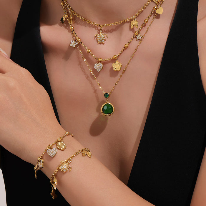 Mixed Charm and Color Glass Necklace Bracelet Collection