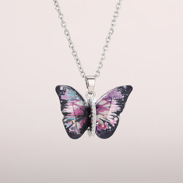 Acrylic Butterfly Pendant Necklace Gold or Silver Chain Styles