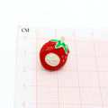 Red Strawberry Novelty Stud Earrings with White Face Detail view 4
